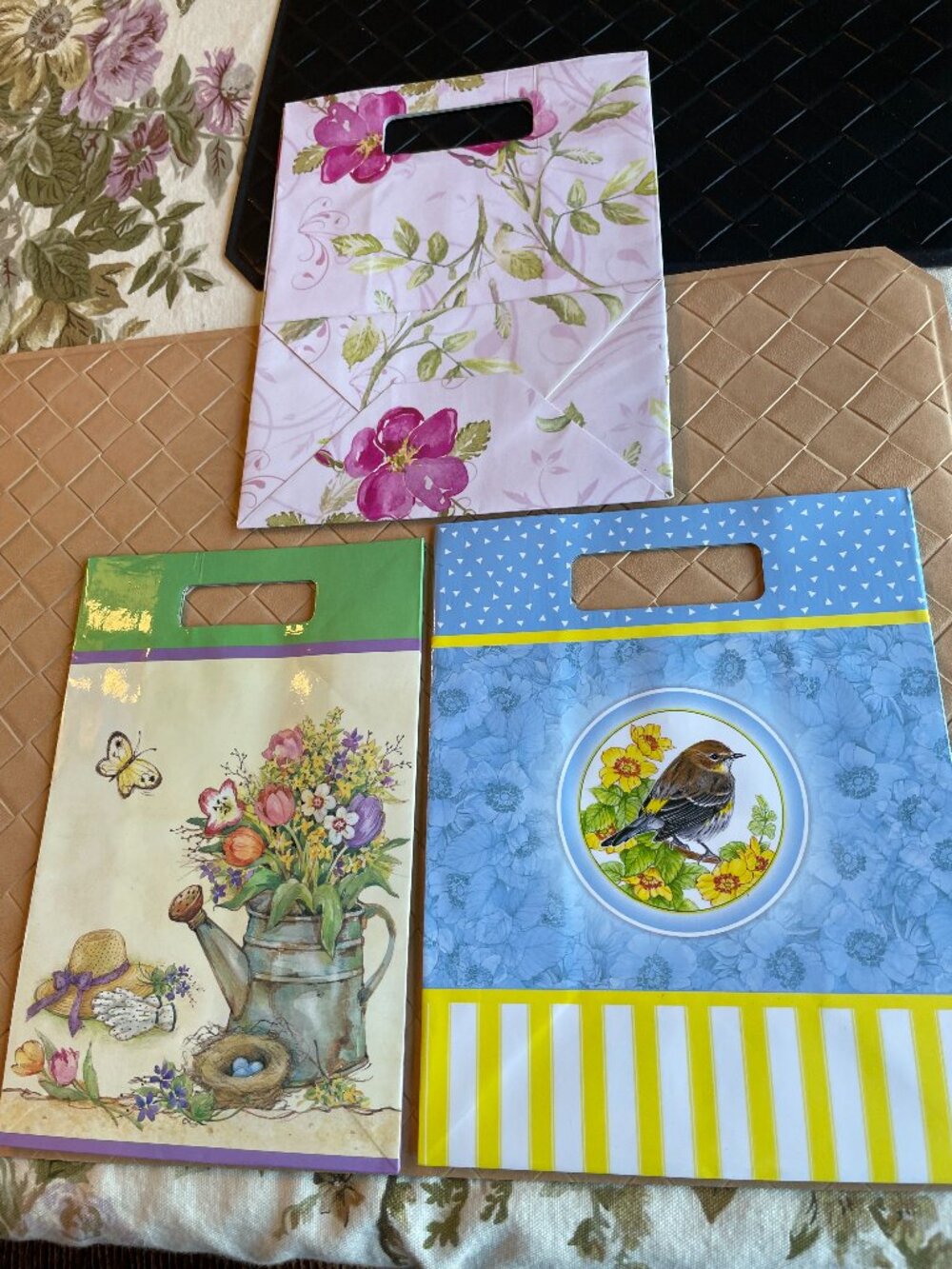 Three Spring Colorful Gift Bags Medium New
